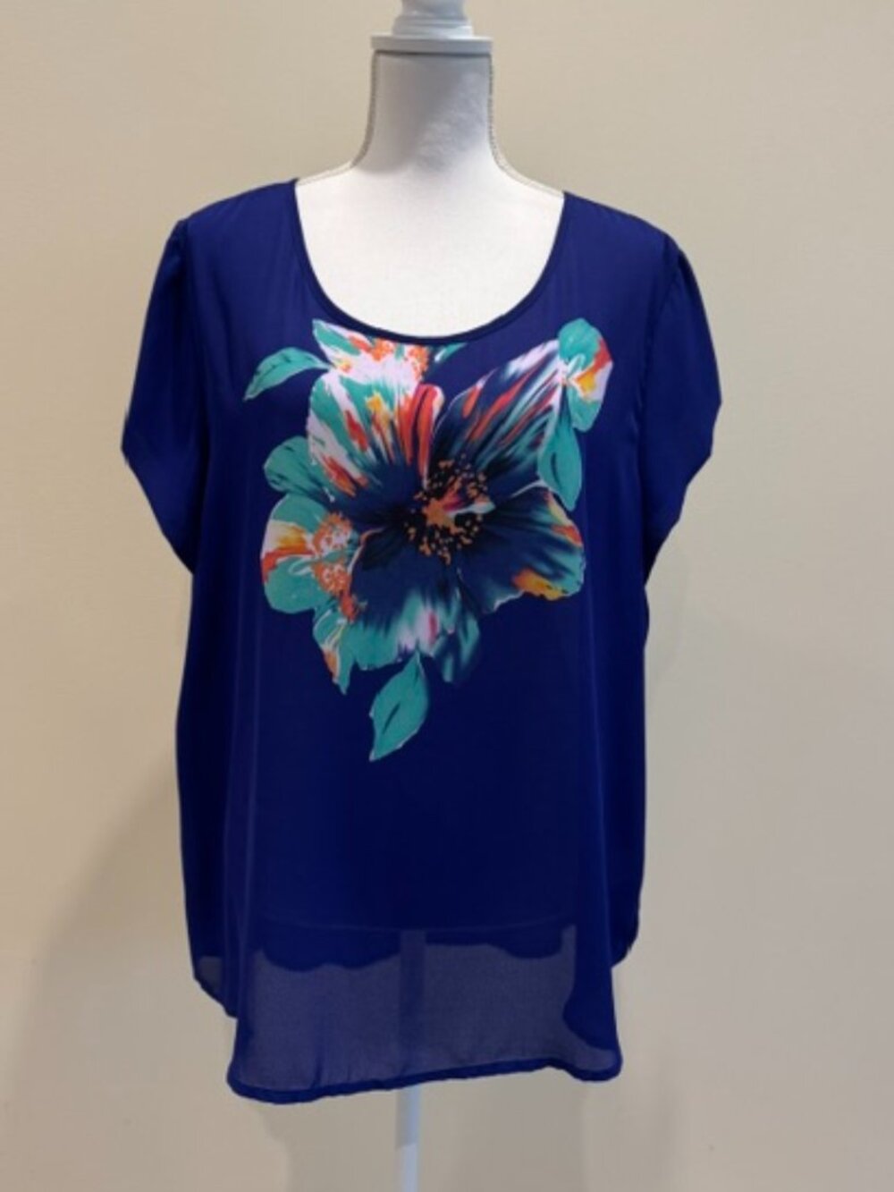 Artisan NY Royal Blue Short Sleeve Top Sz 1X
